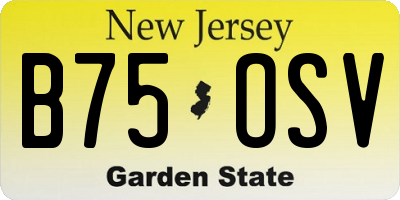 NJ license plate B75OSV