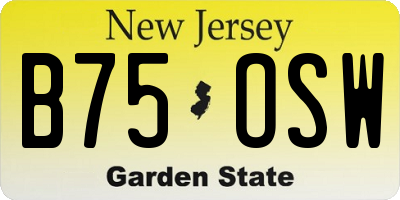 NJ license plate B75OSW
