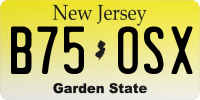 NJ license plate B75OSX