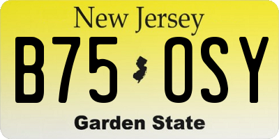 NJ license plate B75OSY