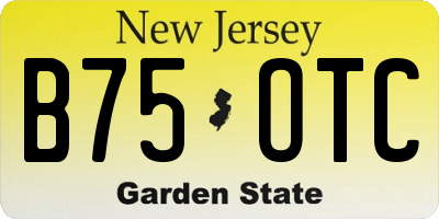 NJ license plate B75OTC