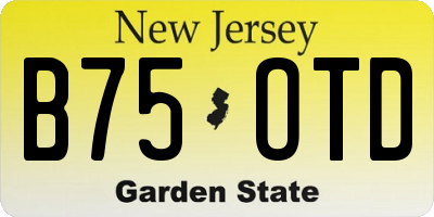 NJ license plate B75OTD