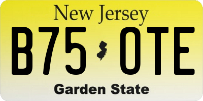 NJ license plate B75OTE