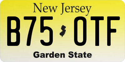 NJ license plate B75OTF