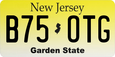 NJ license plate B75OTG