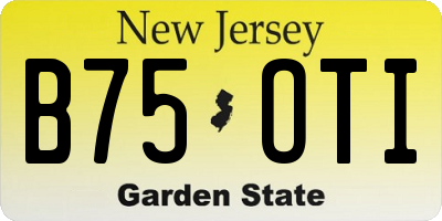 NJ license plate B75OTI