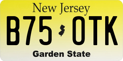 NJ license plate B75OTK