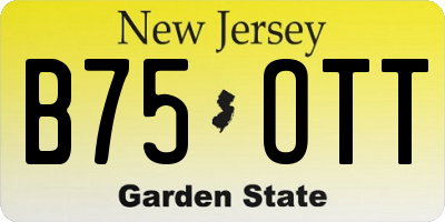 NJ license plate B75OTT