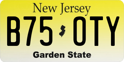 NJ license plate B75OTY