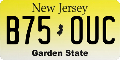 NJ license plate B75OUC