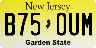 NJ license plate B75OUM