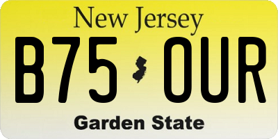 NJ license plate B75OUR