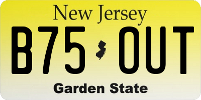 NJ license plate B75OUT