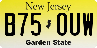 NJ license plate B75OUW