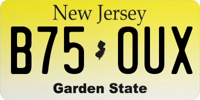 NJ license plate B75OUX
