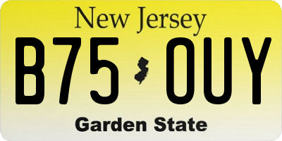 NJ license plate B75OUY