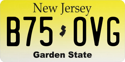 NJ license plate B75OVG