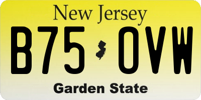 NJ license plate B75OVW