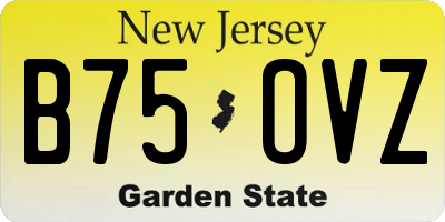 NJ license plate B75OVZ