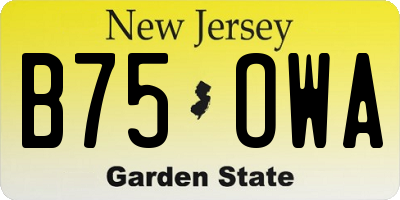 NJ license plate B75OWA