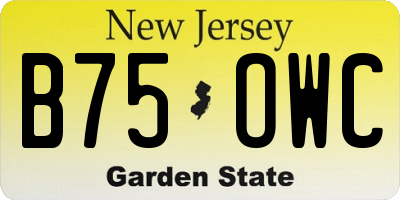 NJ license plate B75OWC