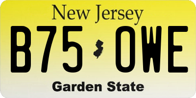 NJ license plate B75OWE