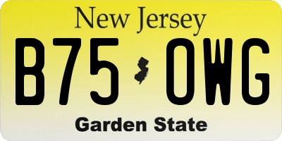 NJ license plate B75OWG