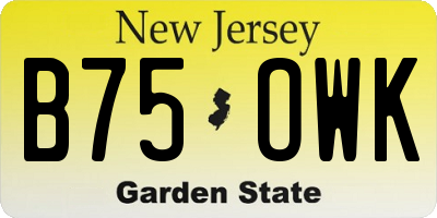NJ license plate B75OWK
