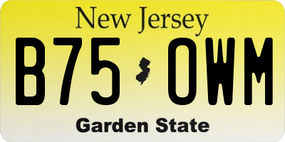 NJ license plate B75OWM