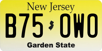 NJ license plate B75OWO