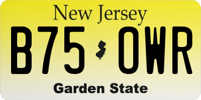 NJ license plate B75OWR