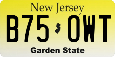 NJ license plate B75OWT