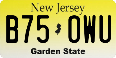 NJ license plate B75OWU
