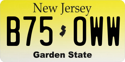 NJ license plate B75OWW