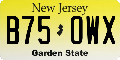 NJ license plate B75OWX