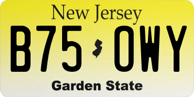 NJ license plate B75OWY