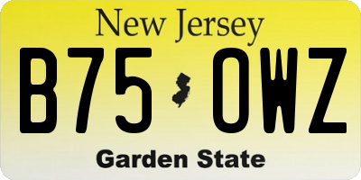 NJ license plate B75OWZ