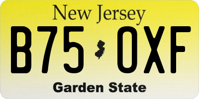 NJ license plate B75OXF