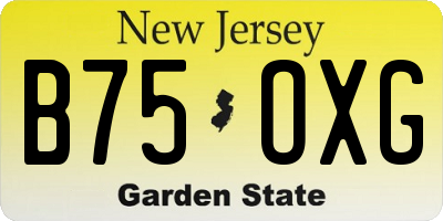 NJ license plate B75OXG