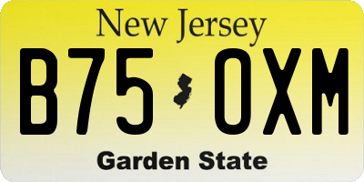 NJ license plate B75OXM