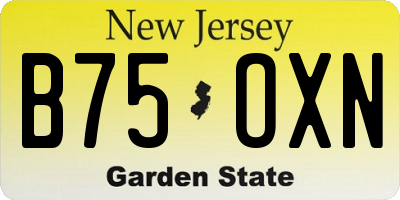 NJ license plate B75OXN