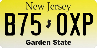 NJ license plate B75OXP