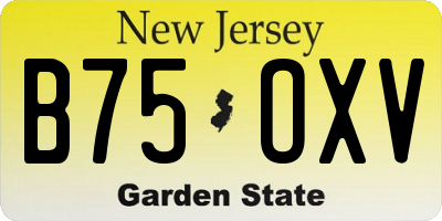 NJ license plate B75OXV