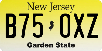NJ license plate B75OXZ