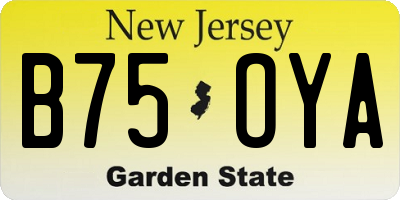 NJ license plate B75OYA