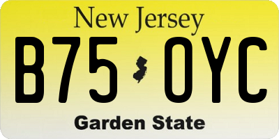 NJ license plate B75OYC