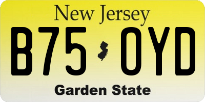 NJ license plate B75OYD