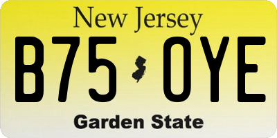 NJ license plate B75OYE