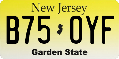 NJ license plate B75OYF