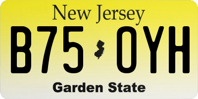 NJ license plate B75OYH
